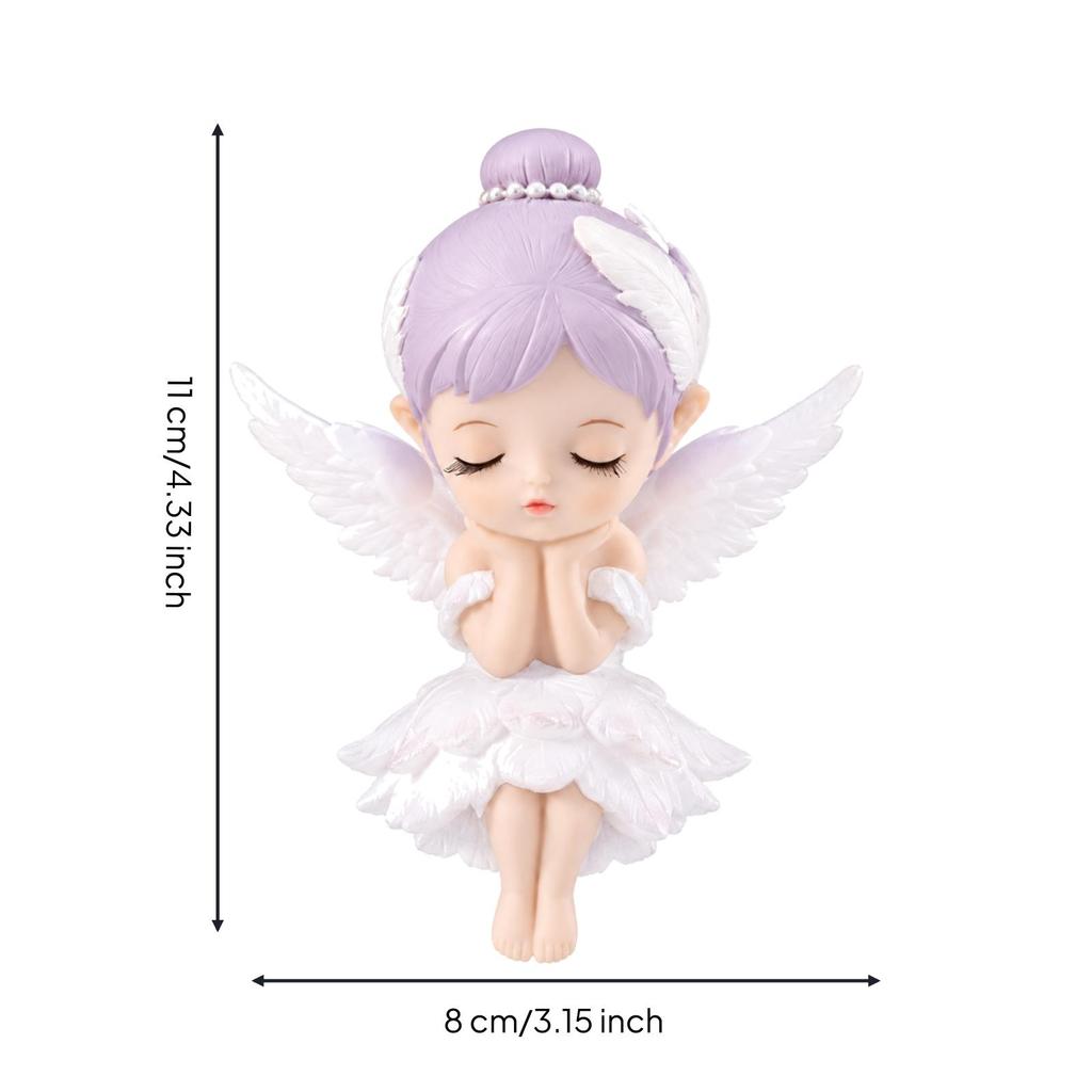 Ballerina Angel Figurine Winged Ornament with Carved Feathers