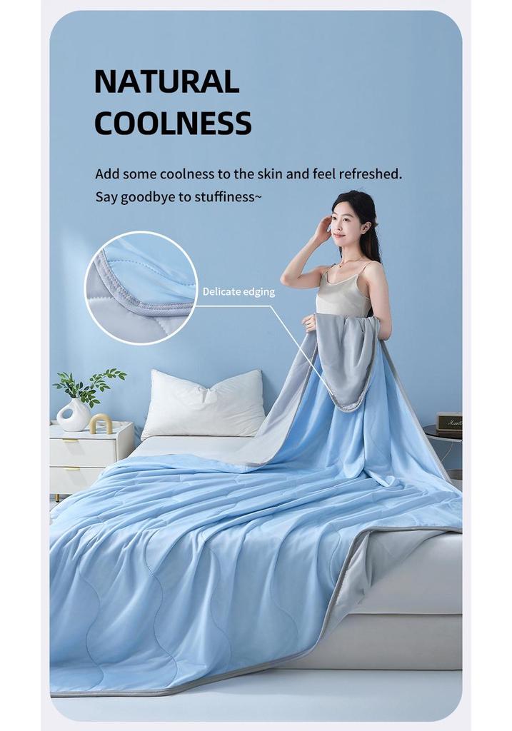 Cool Silk Summer Quilt: Air Conditioning-Ready, Ice Silk, Machine Washable, Solid Color Throw Blanket