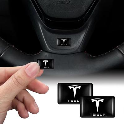 ZTFT9 10Pcs 3D Car Styling Steering Wheel Sticker Accessories For Model 3 Model Y Model S Model X Cybertruck Juguete SpaceX Coil