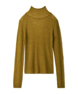 FRAY I.D. Women's Alpaca Blend Sheer Rib Knit FWNT244050 OLV