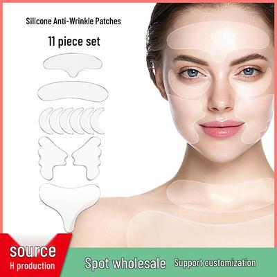 Silikon Anti-Falten Patch Set: 11-teilige Patches für Gesicht, Brust, Stirn und Nasolabialfalten.