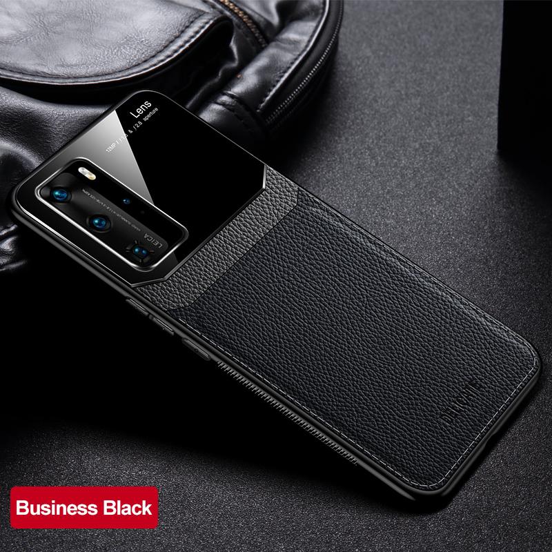 For Huawei P50 P40 Pro Case PU Leather Silicone Bumper Back Cover For Huawei P30 P40 P50 Pro Plus Lite 4g 5g P 40 Cases