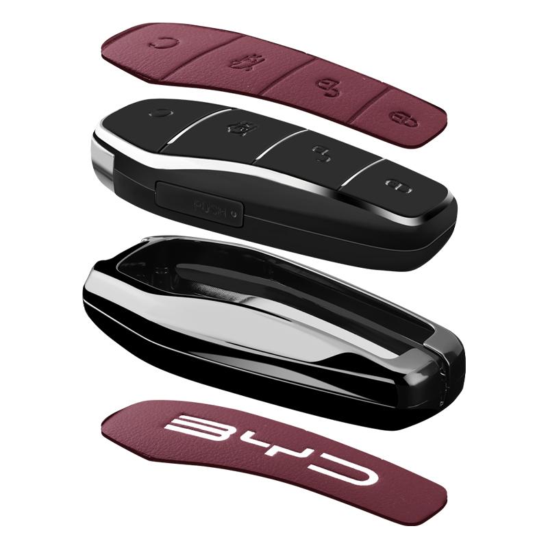 Car Key Fob Case for BYD Dolphin Lied Tang DM Atto 3 Han EV Qin PLUS Song Pro MAX Yuan Car Key Fob Zinc Alloy Leather Case