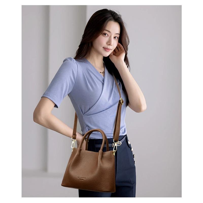 Ladies' Soft Leather Tote Bag, Luxury Designer Handbag, Solid Color Ladies' Shoulder Bag, and Minimalist Crossbody Bag