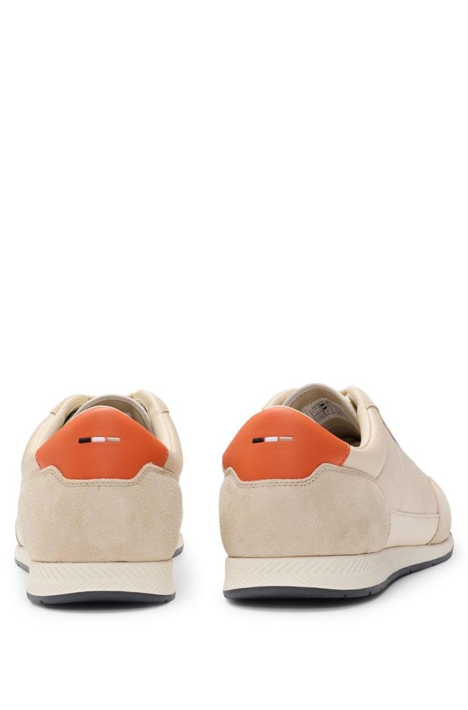 Suede Detail Mixed Material Sneakers for Size Beige [BOSS] Lace-Up Men, 43,