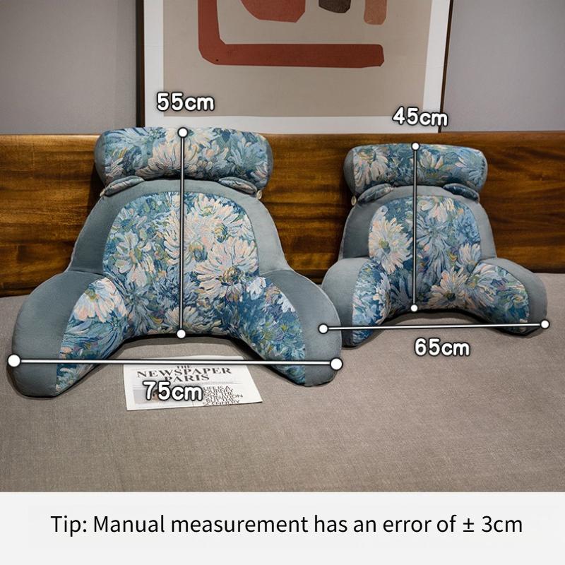 Bedside Reading Playing Sofa Cushion Retro Printing Lumbar Support Large Pads Home Bedroom Office Waist Protection Pillow Removable and Washable