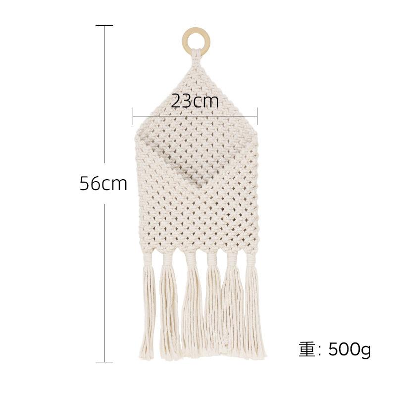Storage Net Pocket Tapestry Wall Decor Bohemian Cotton Rope Woven Hanging Storage Net Bag Tapestry For Living Room