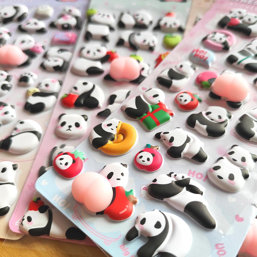 4-Piece Cute Panda Stress Relief Stickers 3D Embossed Decor for Kids’ Crafts Gift Embellishment BulingBulingStickers Store