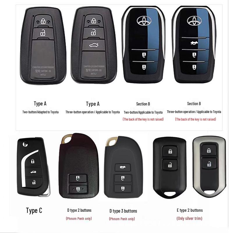 Toyota & French Relfa 2024 Car Key Cover: Fits Gravia, Sienna, & Alphard. B version transparent black - single case