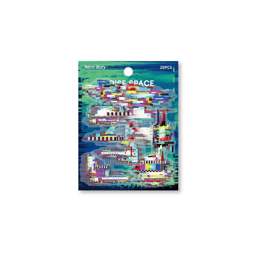 RetroStory Cyberpunk Laser Journal Stickers - Noise Space Series (20 Sheets)