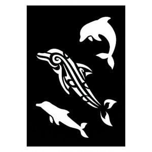 Dolphin Stencil - KI-SIGN - 7x10 Cm - Adhesive - Repositionable - Reusable