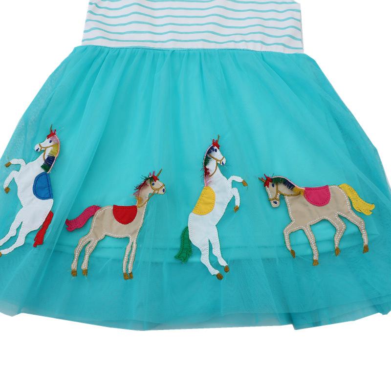 Girls dress Summer style cartoon embroidery Princess dress medium children fashion tulle dress
