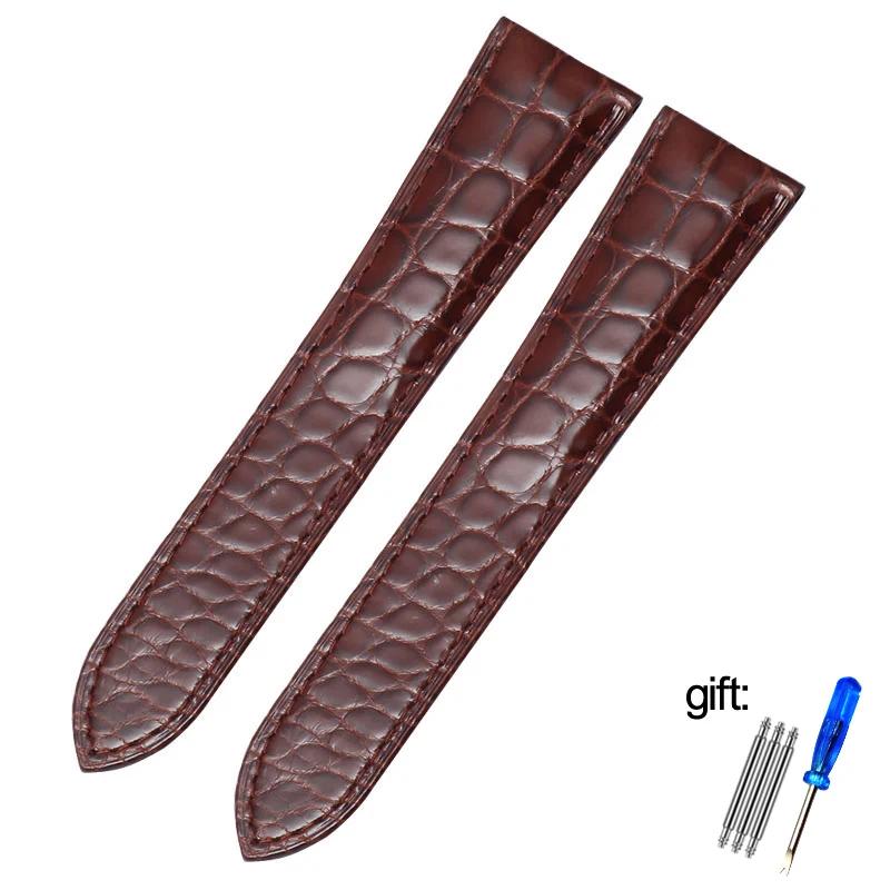 

Ремешок для часов из натуральной кожи аллигатора для Cartier Solo Tank London Calibo кожаный ремешок для часов мужской и женский 16 мм 18 мм 20 мм 22 мм 20mm