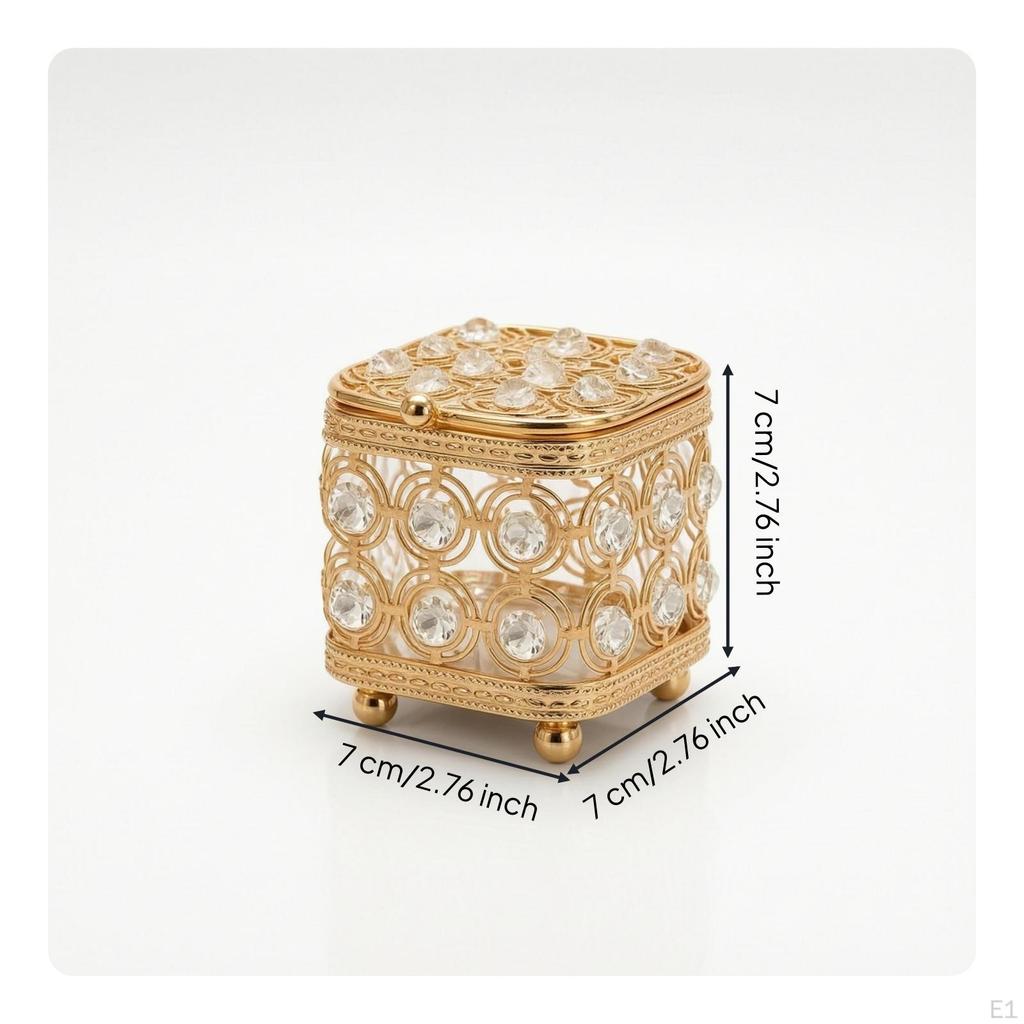 Jewelry Box with Crystal Embellishments Tone Crystals Decorative for Women, Vanity,