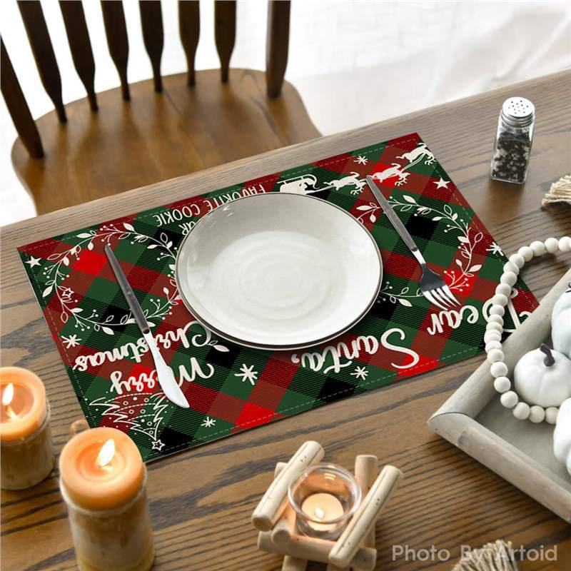 New Year Christmas Table Mat Print: Simple Home Tablecloth Placemat and Decoration