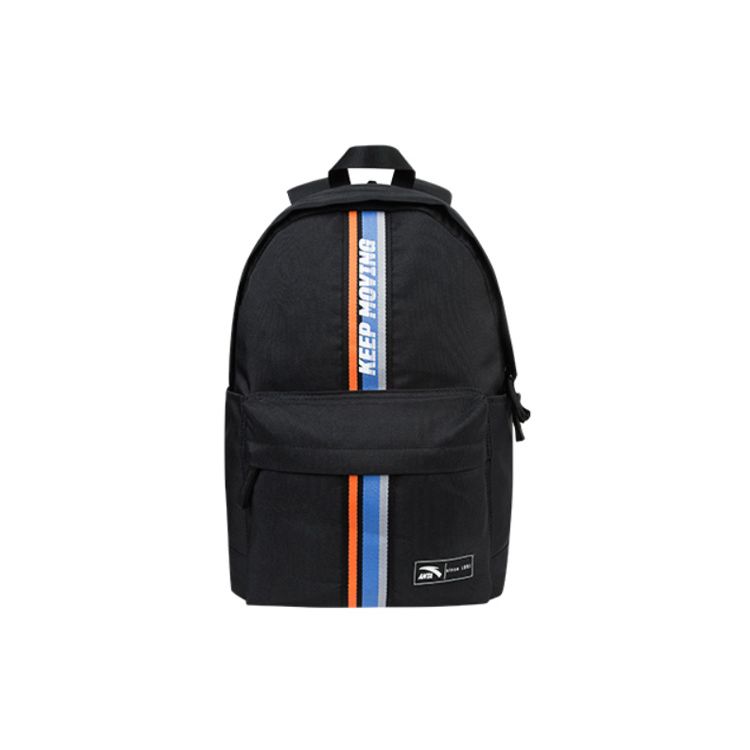 Anta Fashion Casual Sports Trend Large Capacity PU Laptop Backpack Unisex Backpack Black Blue 192138151-1 Black Blue