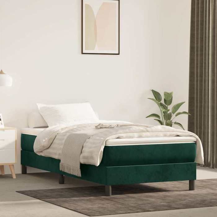 Exclusive House - Slatted Bed Base with Mattress Dark Green 100x200 Cm