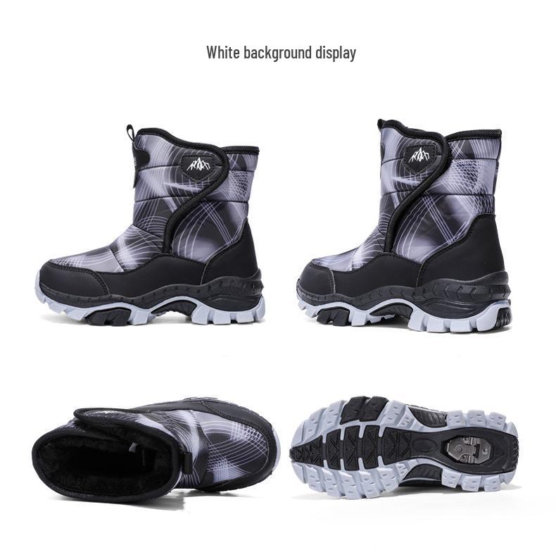 Children's Waterproof Snow Boots with Ice Cleats - Warm, Non-slip, Velvet-lined Winter Boots for Medium To Large Kids, Blue.