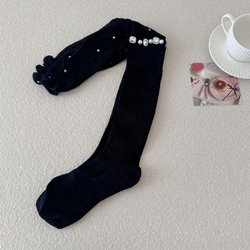 

Ballet Style Solid Color Women s Spliced Over Knee Pile Socks Diamond High Tube Slimming Knee Protection Socks, Long Tube Socks One Size чорний