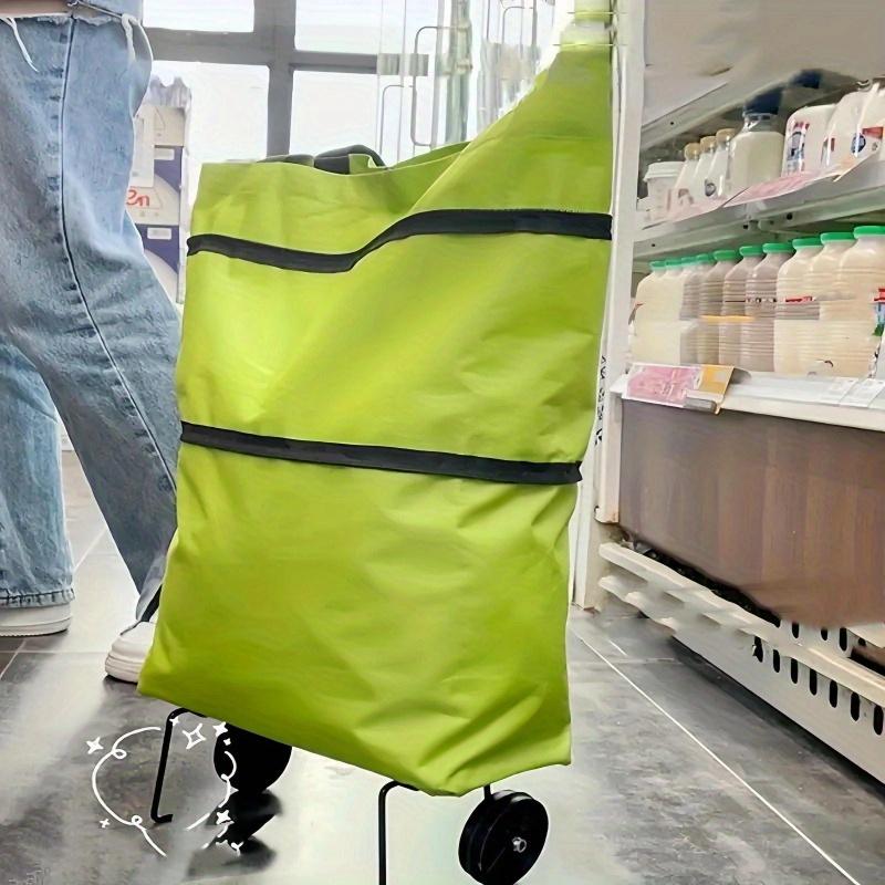 Foldable Shopping Cart with Wheels - Lightweight, Portable Trolley for Groceries & Delivery, Durable Oxford Fabric, 3.54" X 2.36" X 1.97"