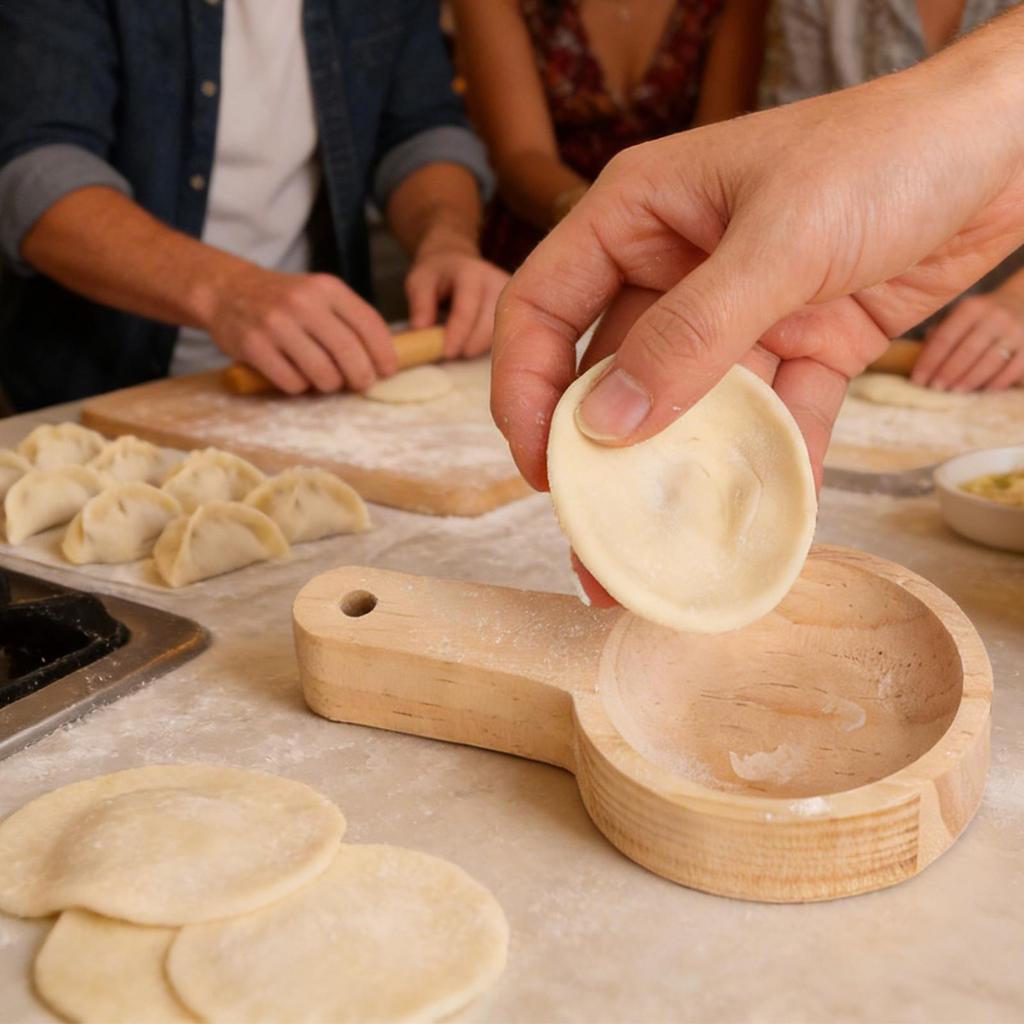 Teigtaschenhautpresse Rund Handheld Küchenhelfer Teigtaschenhautmaschine für Brötchen für die Heimküche Wonton-Kuchen Brötchen Gebäck