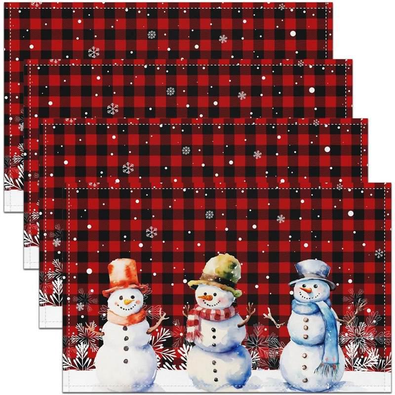 New Christmas Linen Square Placemat - Festive Party Tablecloth Decor, Beautify Coffee Table Mat.