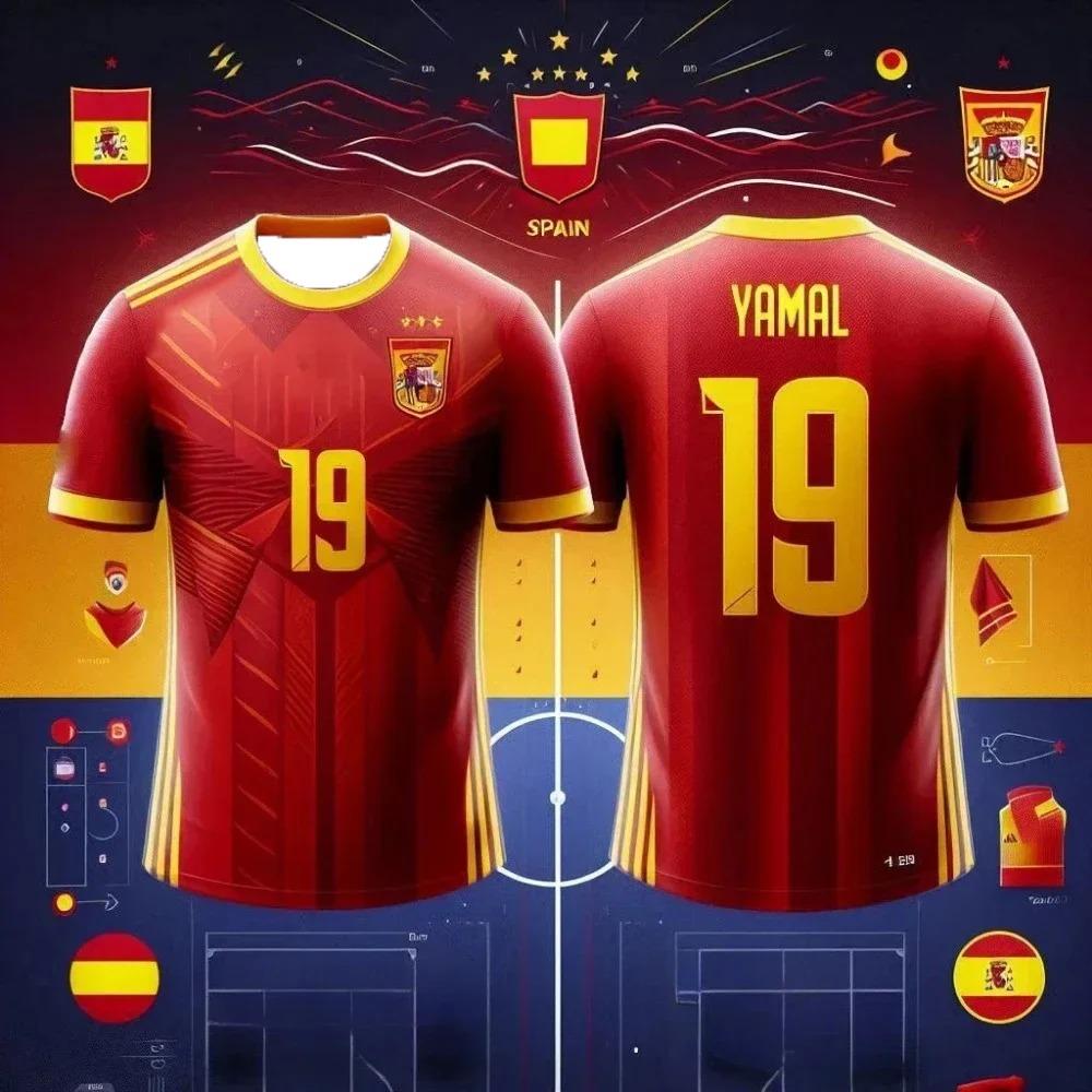 Spanish-style Summer 3D Printed Children's Sportswear Football Jersey T-shirt Loose and Comfortable Recommended for Sports Wear