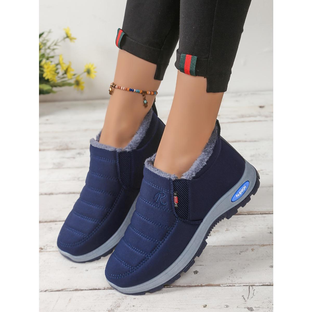 

Женские однотонные пушистые ботинки, зимние теплые ботинки на толстой мягкой подошве с подкладкой, нескользящие теплые короткие ботинки 37 синий