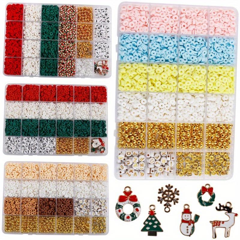 Christmas Style Jewelry Making Kit, Natural Stone Beads and Polymer Clay Beads, Craft Supplies