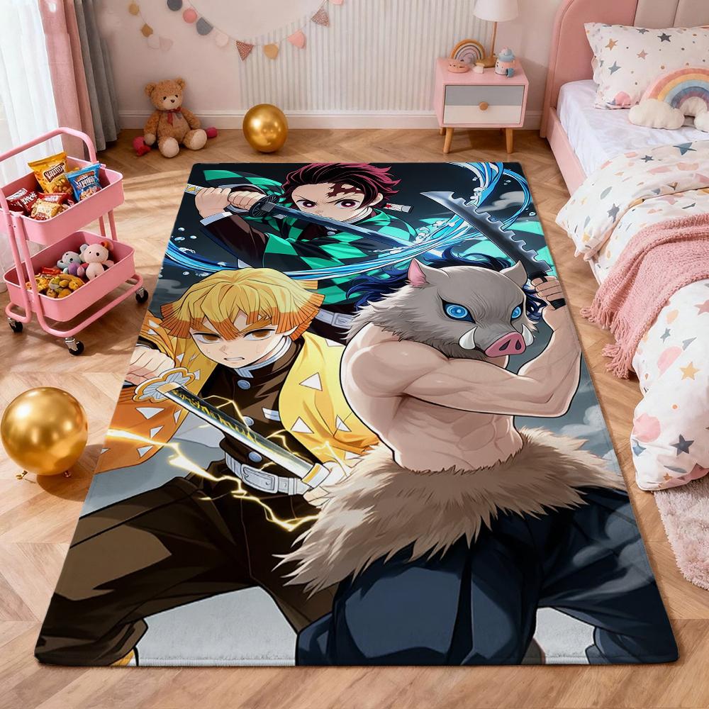 Demon Slayer Swordsmen Trio Patterned Rug Durable Easyclean Carpet For Bedroom Study Home Party Decor Birthday Gift