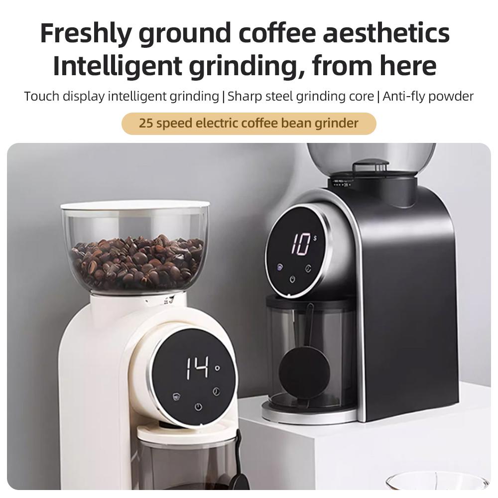 Molinillo de café en grano de fresa cónica para café expreso/prensa francesa/cafetera turca con pantalla táctil