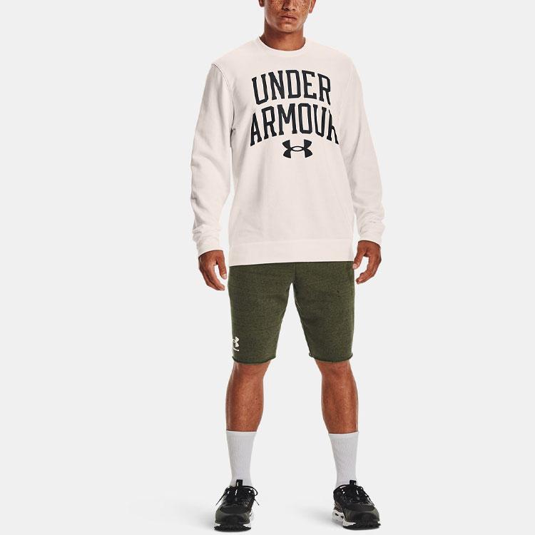 Under Armour Rival Letter Logo Print Training Crew Sweatshirt Men Sweatshirt White 1361561-112