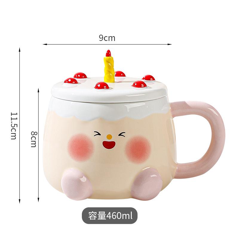 Portable Gift Box Set Ceramic Cup with Lid Mug Ins Cake Water Cup Cartoon Coffee Cup Office Cup