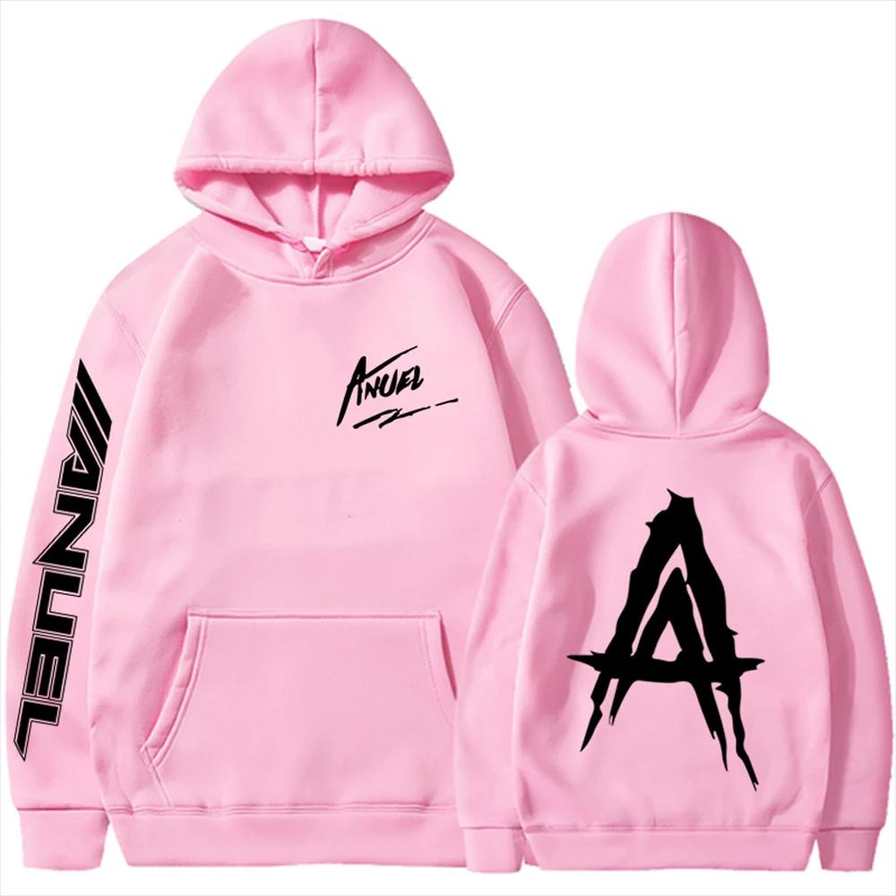 Anuel AA Hoodies Autumn Fleece Hoodie Men's Anuel AA Real Hasta La Muerte Printed Sweatshirts Rapper Loose Pullover Streetwear