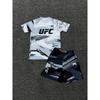Mens 2026 Sportswear Set Short Sleeve T-Shirt Shorts 3D Printed Mesh Athletic Outfit Boxing Training