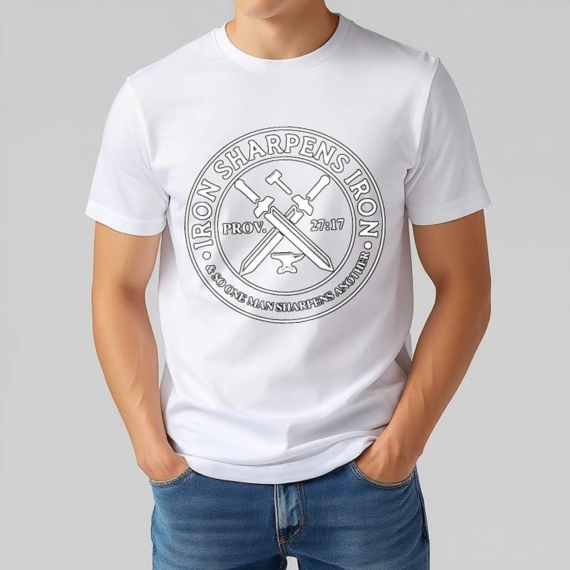 Funny Tshirt Rock For Him Oneck Tshirt Daily Wear Iron Sharpens Iron Proverb 27 17 Minimalist For Unisex Tee Shirt Rock Tshirt