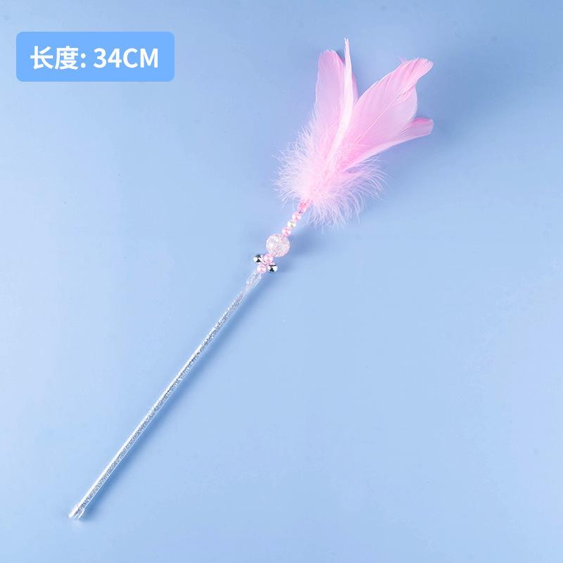 Tassel cat teaser wand, cat toy with feathers and bells, fairy cat teaser for boredom relief, interactive pet cat toy supplies