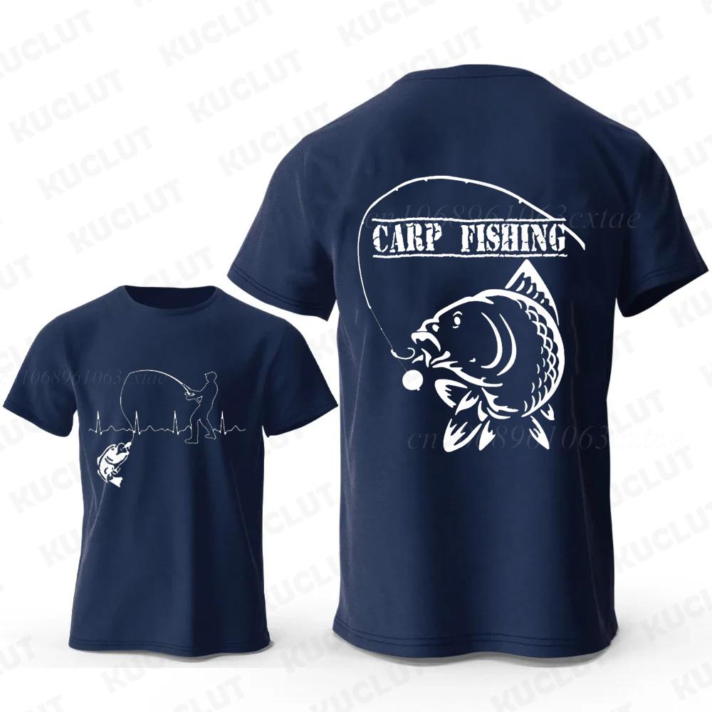 Eat Sleep Fishing Heartbeat Unisex T-Shirts Tops Unisex Fisherman Fish T-shirt Short Sleeve Fashion Brand Loose Tee Shirt for Male