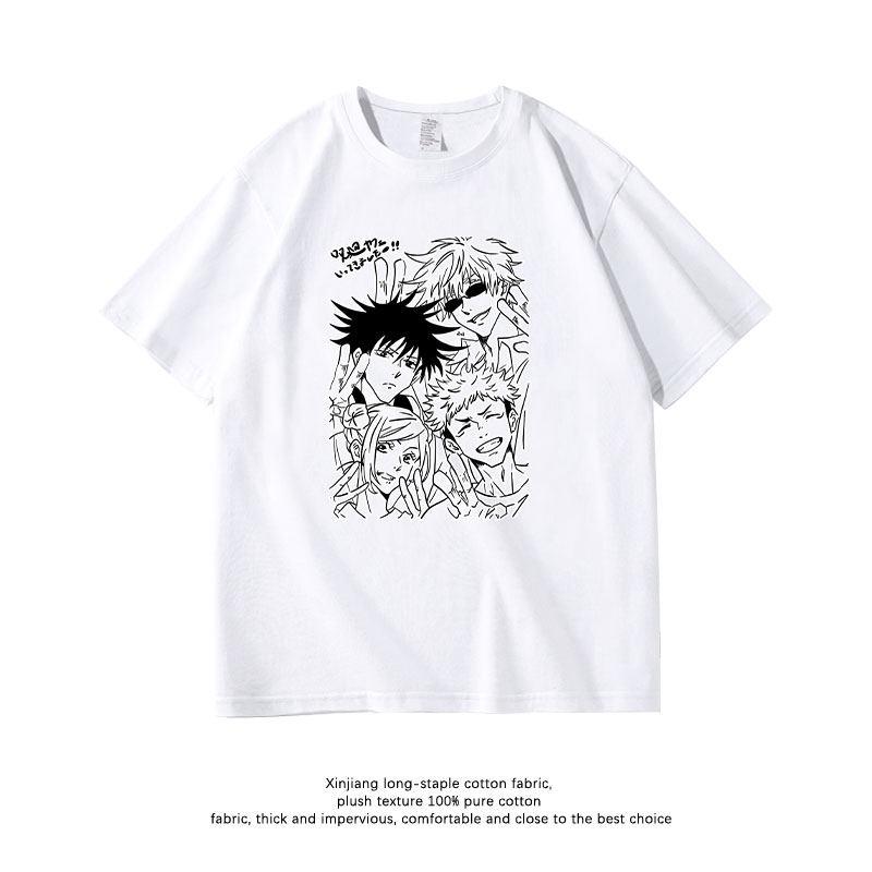 

Jujutsu Battle Instagram Trendy Summer Japanese Gojo Gojo Tiger Staff Yuren Pure Cotton Printed New Unisexs and Womens Tshirt 3XL