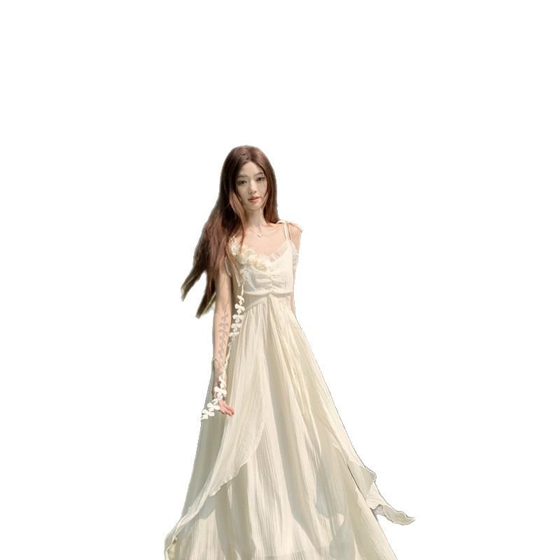 Holiday Style Flower Design Suspender Dress Women's 2026 Summer New Waist Thin Very Fairy Long Skirt