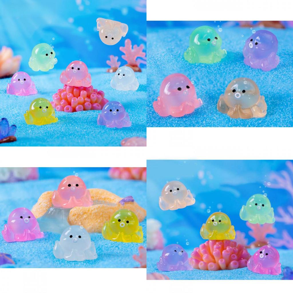 Colorful Glowing Mini Octopus Resin Decoration For Aquarium And Terrariums