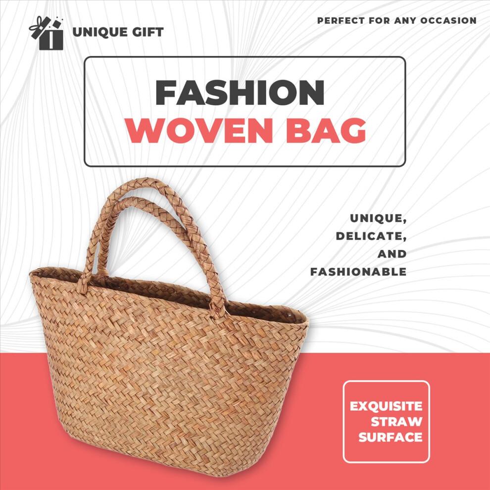 Casual Straw Bag Natural Wicker Tote Bags Women Braided Handbag