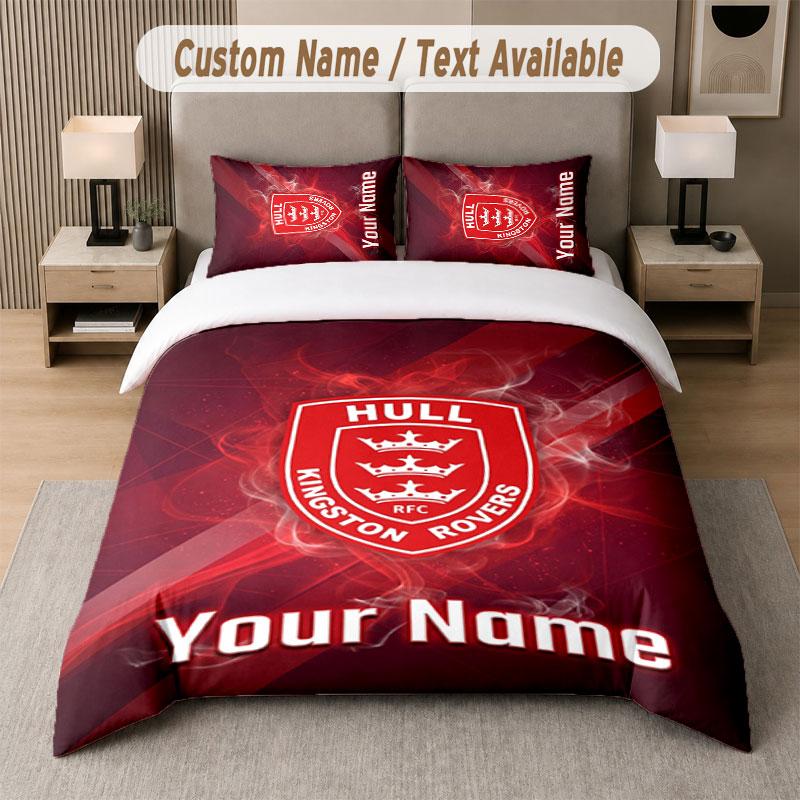 Custom Bedding Set Hull KR Pattern, Print Name Text 1 Duvet Cover Plus 2 Pillowcases Home Textile
