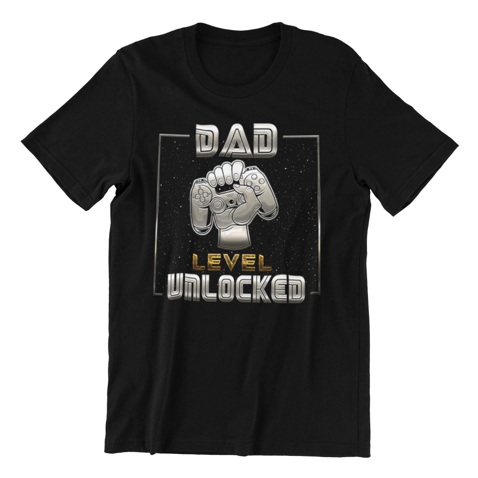 DAD Level Unlocked T-Shirt Mens Christmas Gift New Daddy Gift xbox Gamer ps S