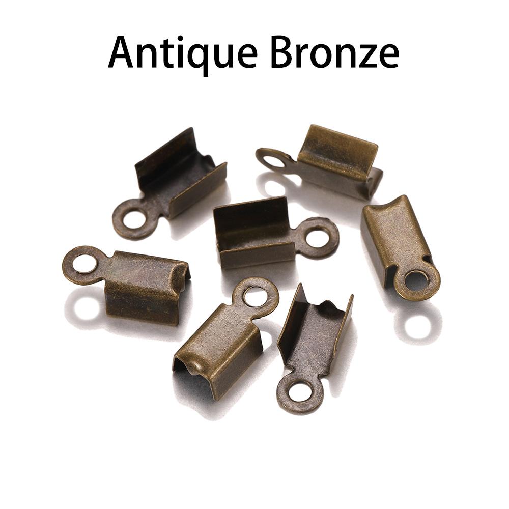 200 Stück/Los Hohlklemmen Kordelendkappen Schnur Band Leder Klemme Spitze Falz Crimp Perlenverbinder Für Schmuckherstellung DIY Zubehör