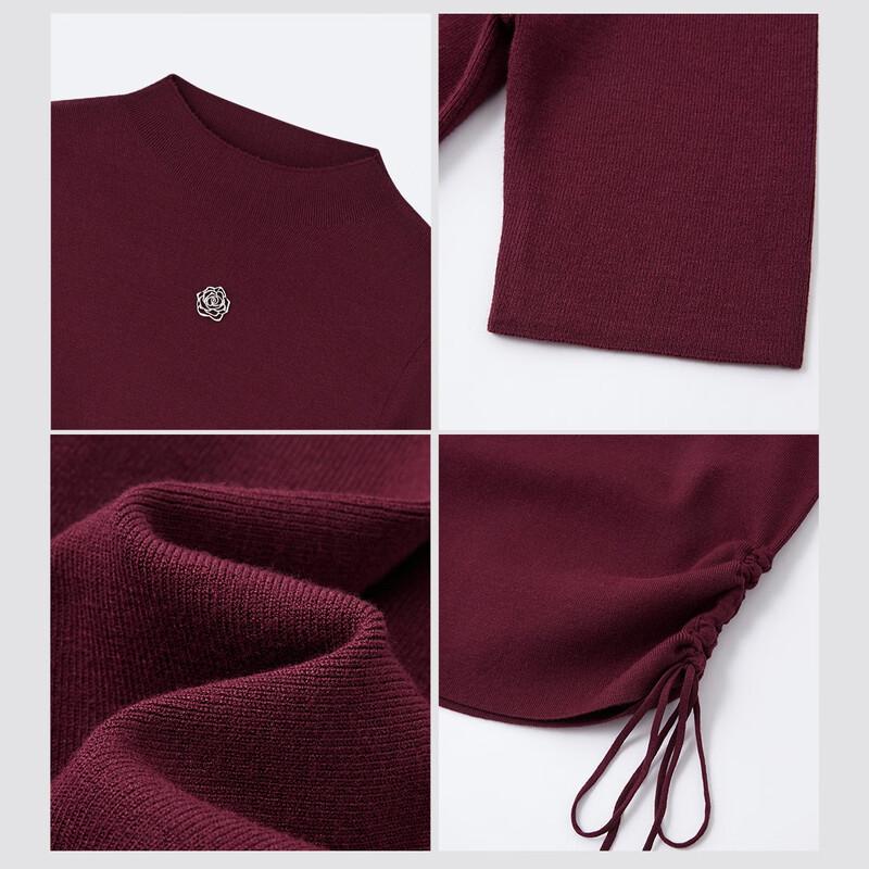 Women's Slim-Fit Drawstring Semi-High Collar Knit Top