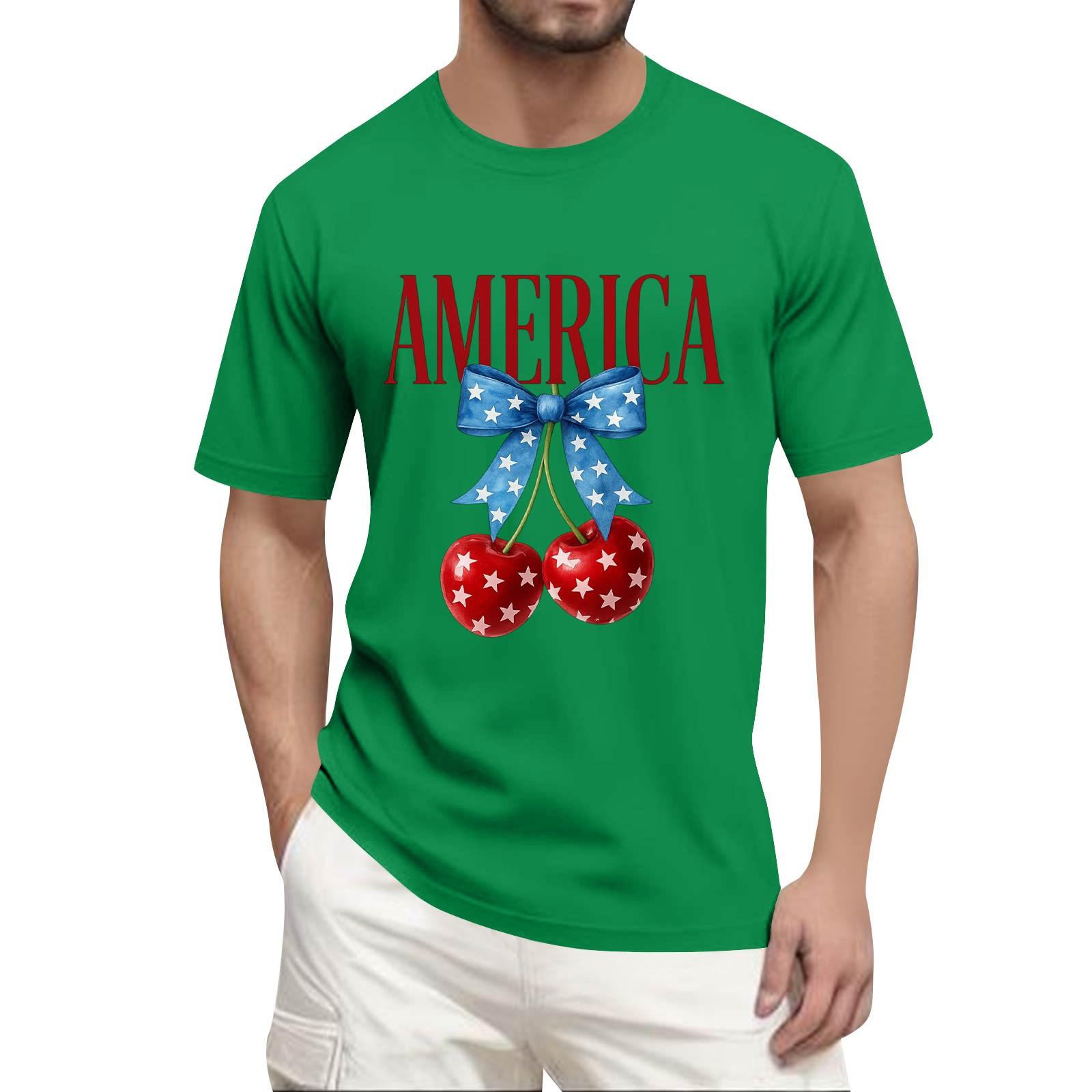 

Мужская модная футболка с принтом, круглым вырезом, прямыми плечами и короткими рукавами L зелёный