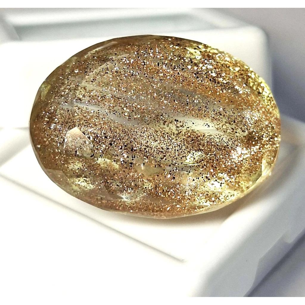 Beautiful Rutilated Quartz Golden Oval Cut 31-33 Ct Certified Loose Gemstone