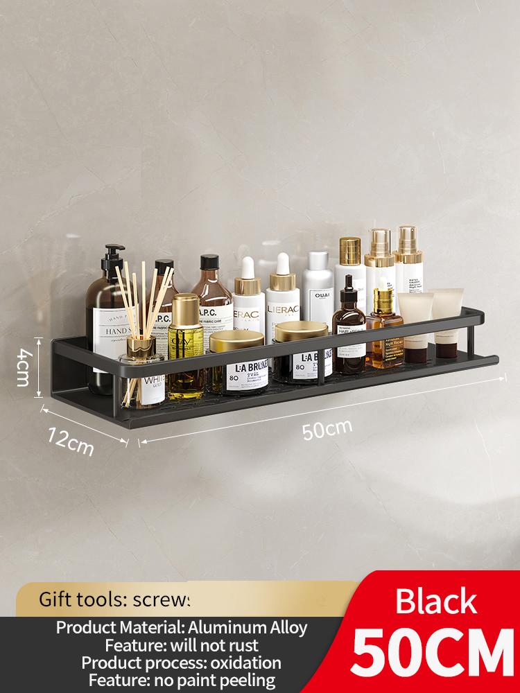 50CM/60CM Aluminum Bathroom Shelf Shelves Shampoo Makeup Storage Holder Kitchen Organizer Wall Mounted Rack Access