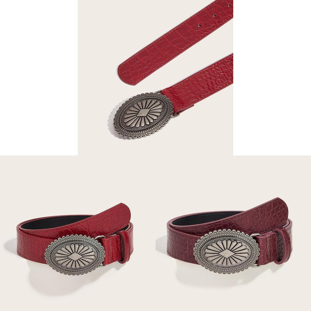 Damen Gürtel aus PU-Leder mit Metallschnalle für Vintage-Kleider und Freizeit-Outfits
